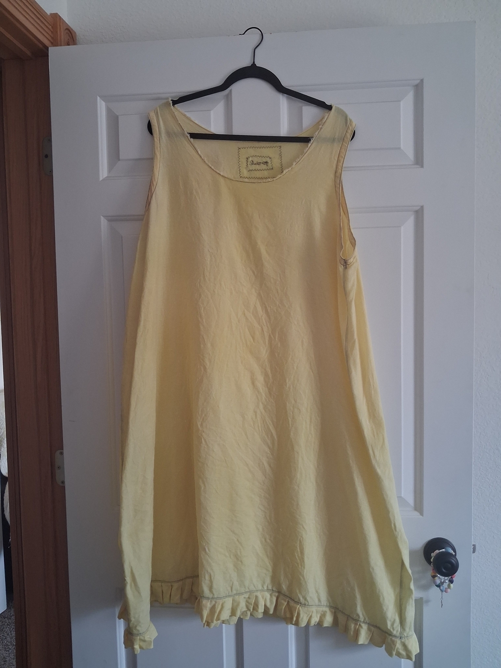 Light Yellow Ruffle-Hem Maxi Dress - Casual Sleeveless LINEN